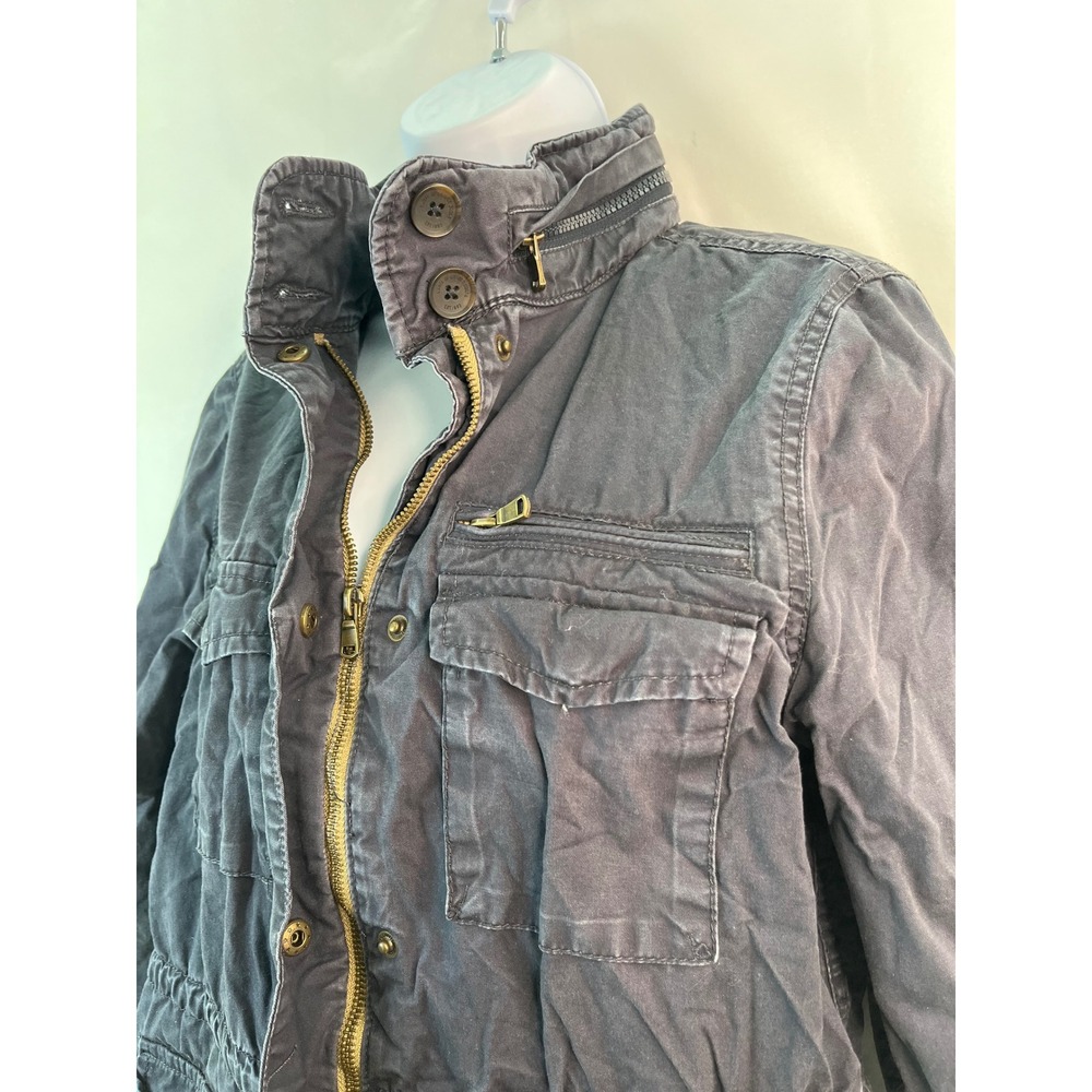 H&M LOGG Utility Cargo Jacket Field Jacket Drawstring Waist Gray Sz‎ 8 Gorpcore